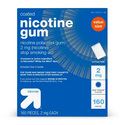 Coated Nicotine 2mg Gum Stop Smoking Aid - Mint Freeze - Up & Up™ 8 Coated Nicotine 2mg Gum Stop Smoking Aid - Mint Freeze - Up & Up™ - Image 6