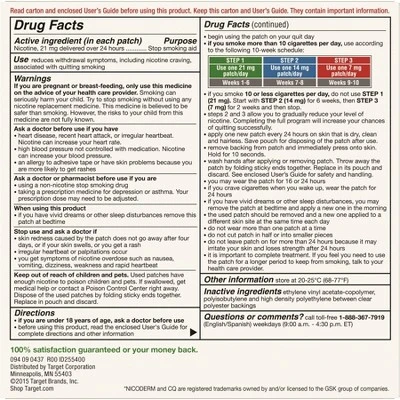 Nicotine Stop Smoking Aid Clear Patches Clear Step 1 - Up & Up™ 3 Nicotine Stop Smoking Aid Clear Patches Clear Step 1 - Up & Up™