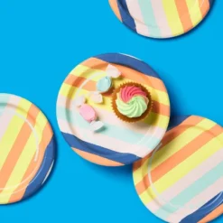 Up & Up Disposable Plate 7" - Stripes - 60ct - Up&up™