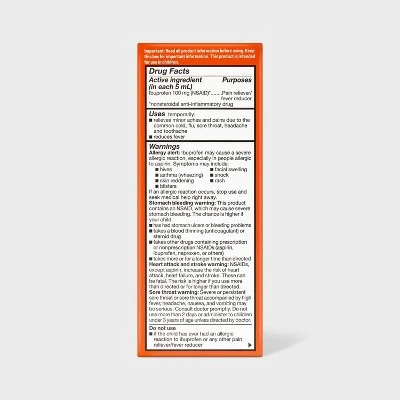 Up & Up Childrens Ibuprofen (NSAID) Oral Suspension Pain Reliever & Fever Reducer Liquid - Up&up™ 4 Up & Up Childrens Ibuprofen (NSAID) Oral Suspension Pain Reliever & Fever Reducer Liquid - Up&up™ - Image 2