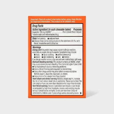 Up & Up Junior Strength Ibuprofen (NSAID) Pain Reliever & Fever Reducer Chewable Tablets - Orange - 24ct - Up&up™ 4 Up & Up Junior Strength Ibuprofen (NSAID) Pain Reliever & Fever Reducer Chewable Tablets - Orange - 24ct - Up&up™ - Image 2