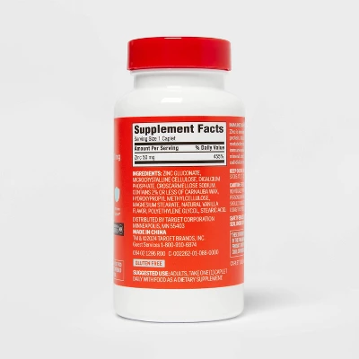 Up & Up Zinc Dietary Supplement Caplets - 200ct - Up&up™ 4 Up & Up Zinc Dietary Supplement Caplets - 200ct - Up&up™ - Image 2