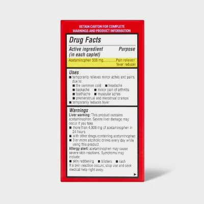 Up & Up Acetaminophen Extra Strength Pain Reliever & Fever Reducer Caplets - Up&up™ 4 Up & Up Acetaminophen Extra Strength Pain Reliever & Fever Reducer Caplets - Up&up™ - Image 2