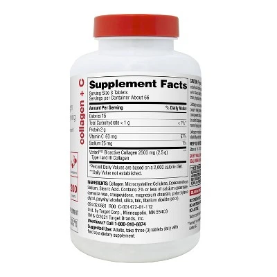 Collagen + Vitamin C Tablets - 200ct - Up & Up™ 3 Collagen + Vitamin C Tablets - 200ct - Up & Up™