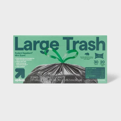 Up & Up Extra-Strong Rodent Repellent Large Drawstring Trash Bags - Mint Scent - 30gal/20ct - Up&up™ 6 Up & Up Extra-Strong Rodent Repellent Large Drawstring Trash Bags - Mint Scent - 30gal/20ct - Up&up™ - Image 4