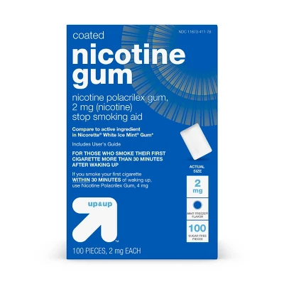 Coated Nicotine 2mg Gum Stop Smoking Aid - Mint Freeze - Up & Up™ 7 Coated Nicotine 2mg Gum Stop Smoking Aid - Mint Freeze - Up & Up™ - Image 5