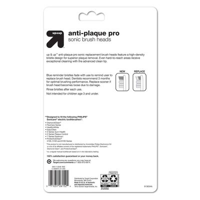 Anti-Plaque Pro Sonic Replacement Brush Heads - 6ct - Up & Up™ 3 Anti-Plaque Pro Sonic Replacement Brush Heads - 6ct - Up & Up™